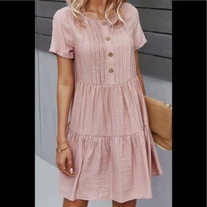 Shein Solid Button Front Smock Dress NWOT